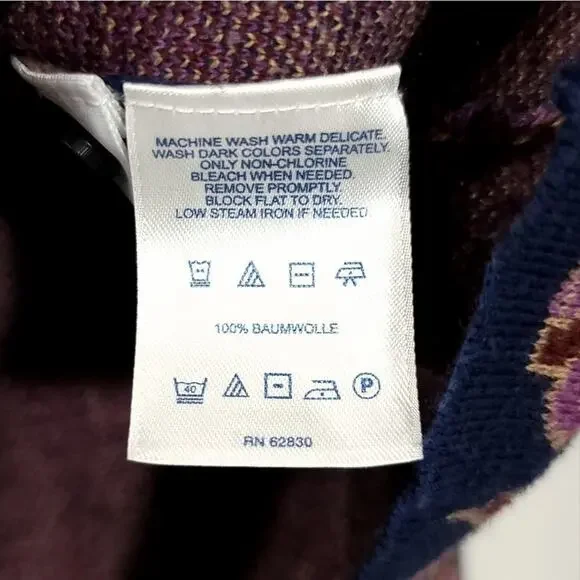 Lands' End Supima Pocket Cardigan Purple Sno Heather Tapestry Size Large 14 -16 - Picture 4 of 4